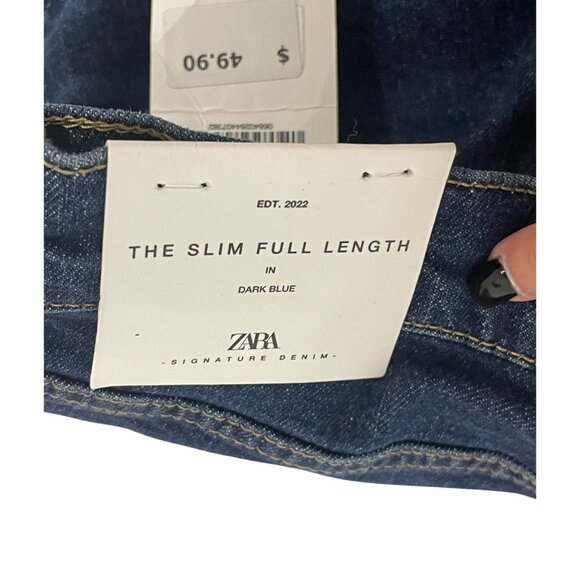 Zara Womens Jeans EU 38 US 6 Slim Fit Full Length Dark Blue Denim 6840/264 NWT - Picture 7 of 16